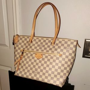 Authentic Louis Vuitton Damier Azur Iena Mm White Canvas Shoulder Bag (used)